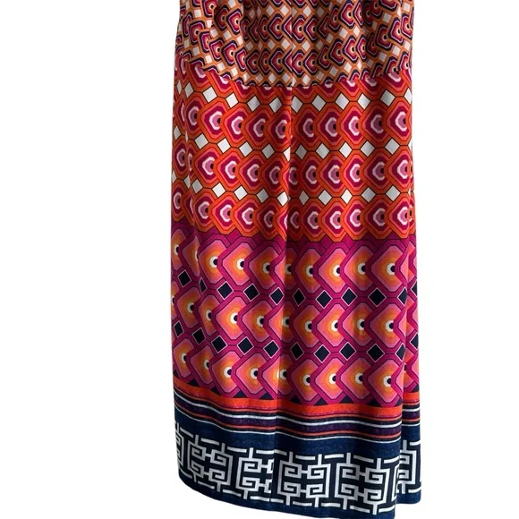 laundry by Shelli Segal Pop Orange Multi Sleeveless Halter Dress Lined Size 10 - Picture 7 of 10